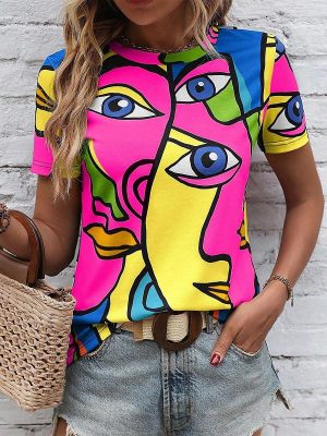 Abstract Print Casual T-shirt for Everyday Stylish Outfits