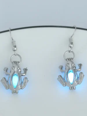 Retro Lotus Elephant Frog Drop Earrings Luminous Design