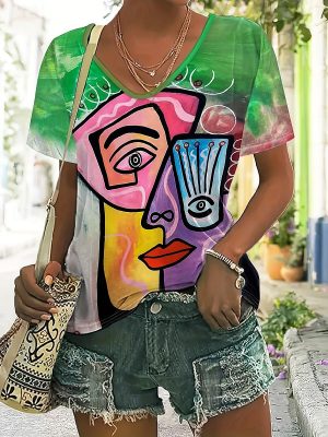 Casual Crew Neck Short Sleeve T-shirt for Daily Summer Wear