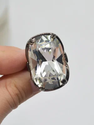 Geometric Artificial Gemstone Open Ring